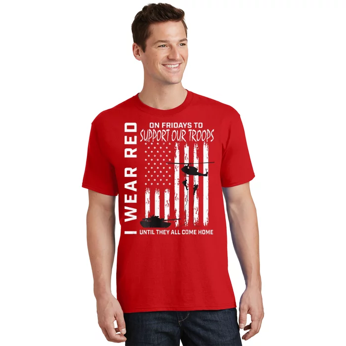 Wear Red On Fridays Military Veteran Support Our Troops Flag T-Shirt