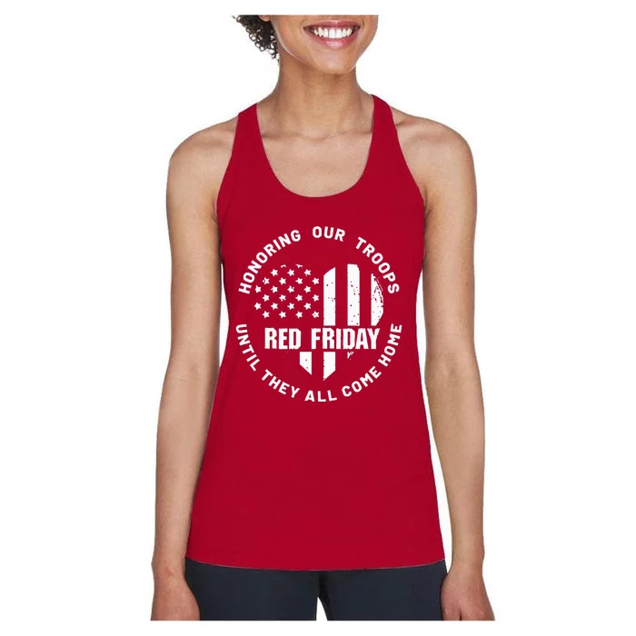 Wear Red on Friday US Military Pride and Support Women's Racerback Tank