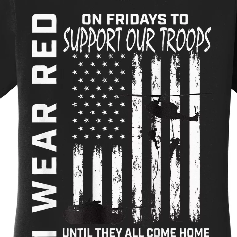 Wear Red On Fridays Military Veteran Support Our Troops Flag Women's T-Shirt