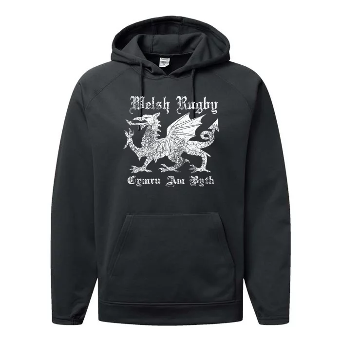 Welsh Rugby Or Gift Wales Rugby Football Top Performance Fleece Hoodie