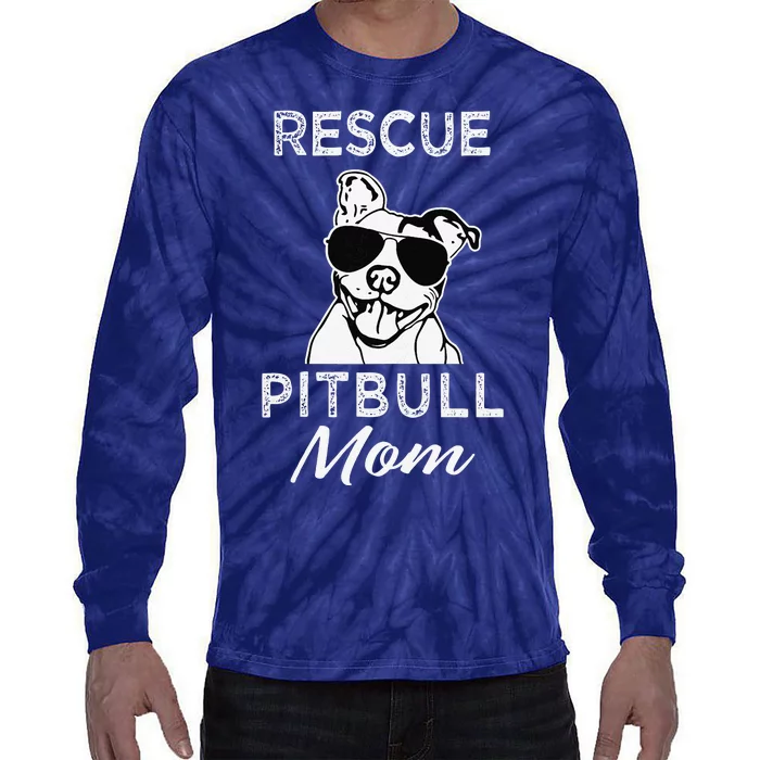 Womens Rescue Pitbull Dog Mom Funny Cute Womens Tie-Dye Long Sleeve Shirt