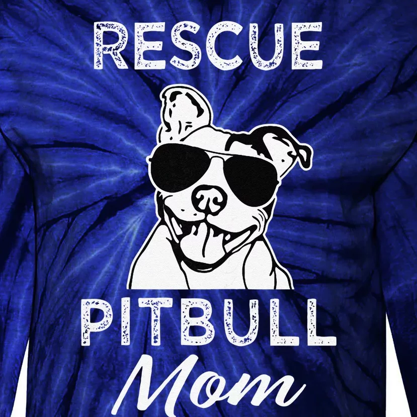 Womens Rescue Pitbull Dog Mom Funny Cute Womens Tie-Dye Long Sleeve Shirt