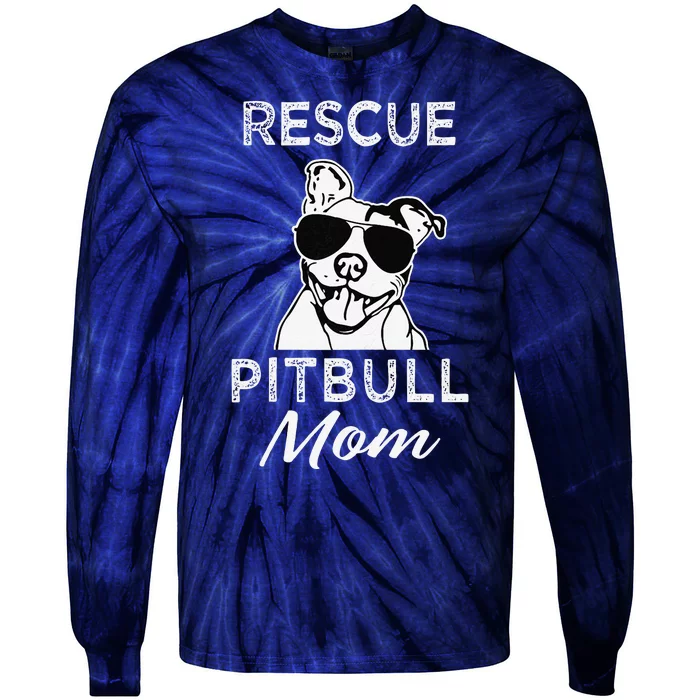 Womens Rescue Pitbull Dog Mom Funny Cute Womens Tie-Dye Long Sleeve Shirt