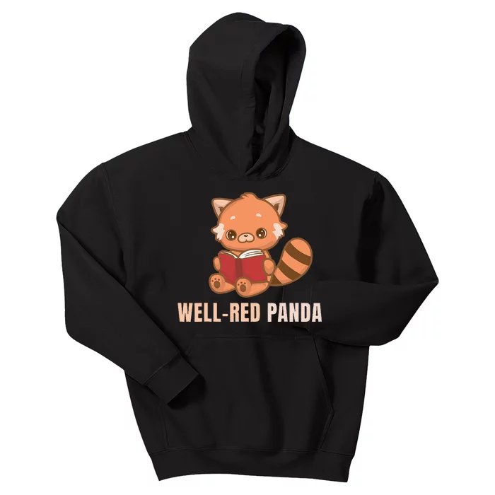 Well Red Panda Book Lover Funny Red Pandas Animal Graphic Kids Hoodie