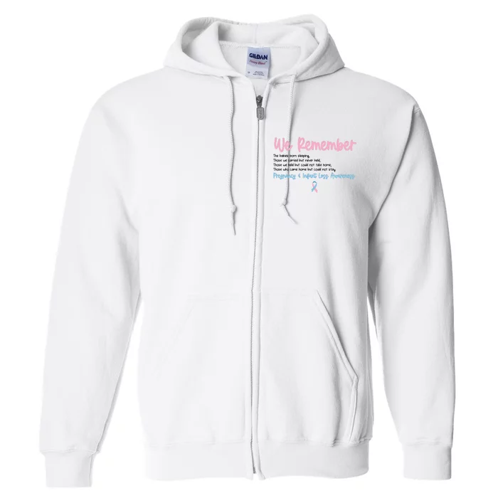 We Remember Pregnant Infant Loss Awareness Pink Blue Ribbon Full Zip Hoodie