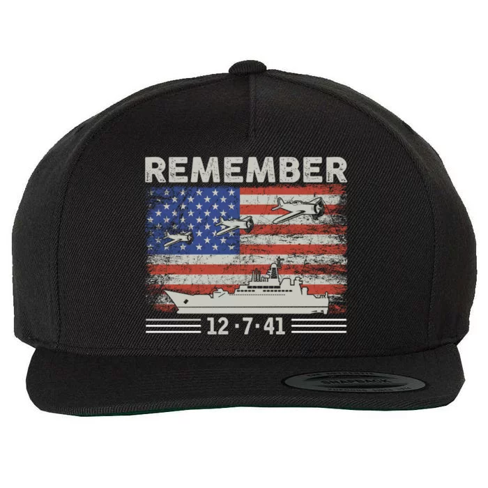 Wwii Remember Pearl Harbor Memorial Day December 7th 1941 Gift Wool Snapback Cap