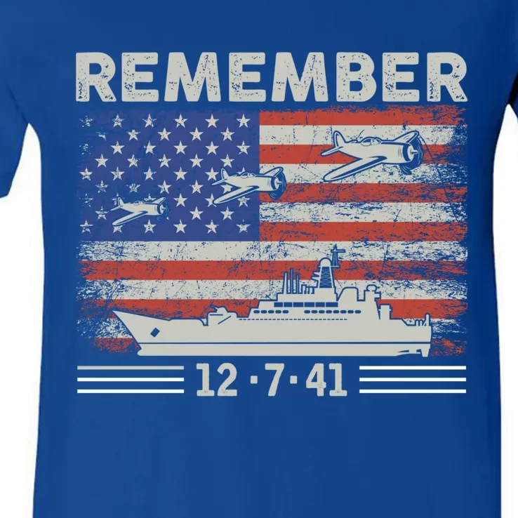 Wwii Remember Pearl Harbor Memorial Day December 7th 1941 Gift V-Neck T-Shirt