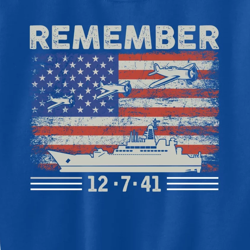 Wwii Remember Pearl Harbor Memorial Day December 7th 1941 Gift Kids Sweatshirt