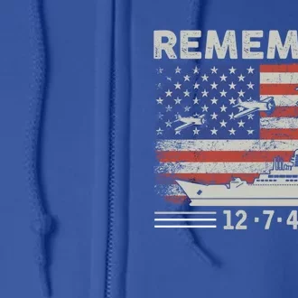 Wwii Remember Pearl Harbor Memorial Day December 7th 1941 Gift Full Zip Hoodie