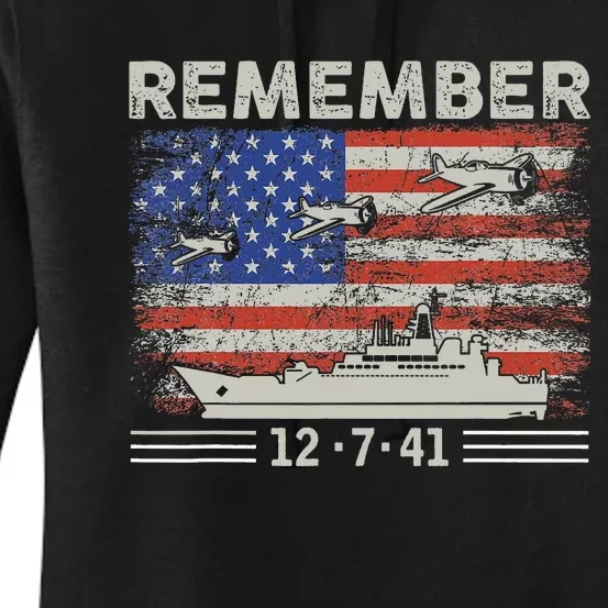 Wwii Remember Pearl Harbor Memorial Day December 7th 1941 Women's Pullover Hoodie