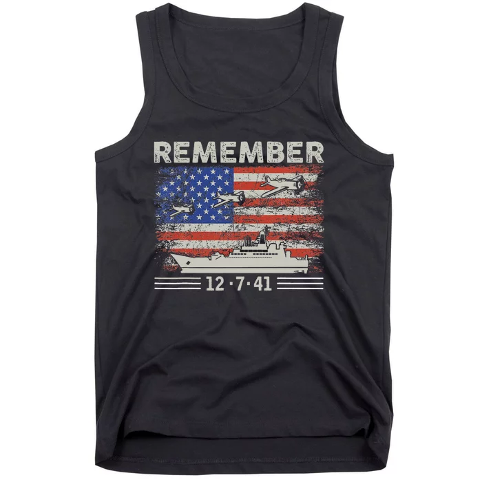 Wwii Remember Pearl Harbor Memorial Day December 7th 1941 Tank Top