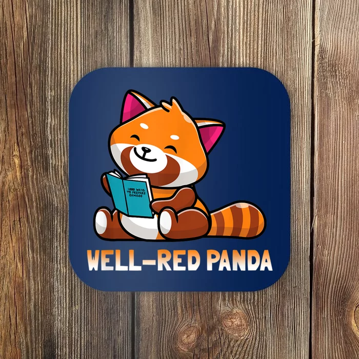 Well Red Panda , Bookworm Reading Books Panda Coaster