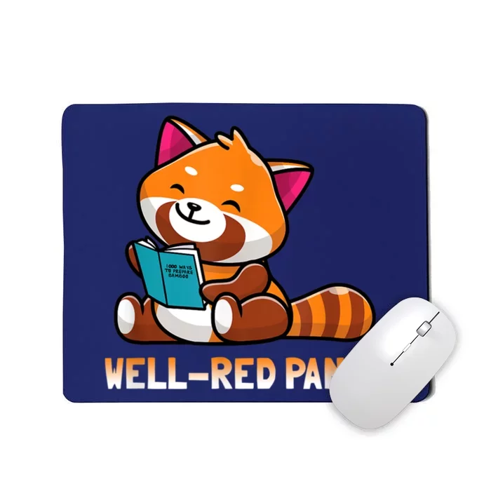 Well Red Panda , Bookworm Reading Books Panda Mousepad