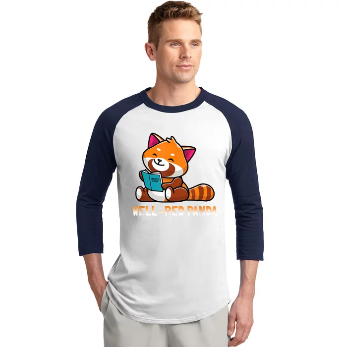 Well Red Panda , Bookworm Reading Books Panda Baseball Sleeve Shirt