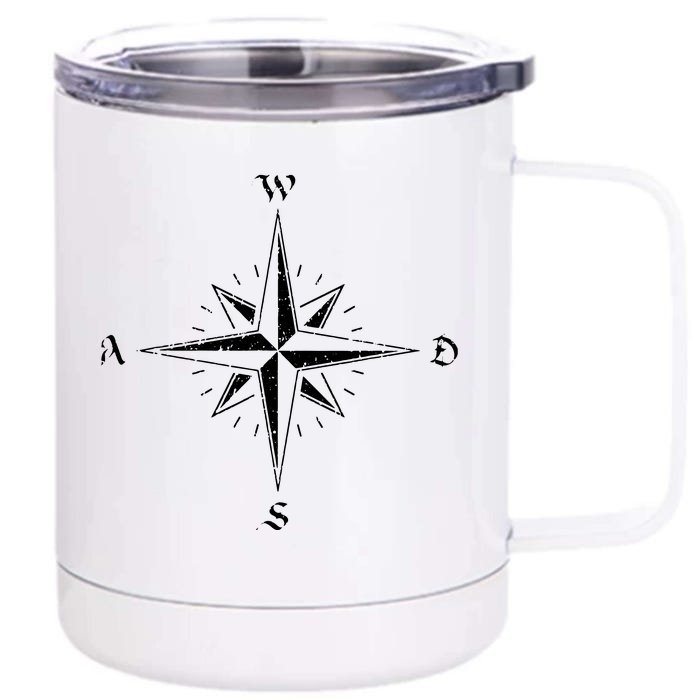 WASD Retro PC Gaming Compass Front & Back 12oz Stainless Steel Tumbler Cup