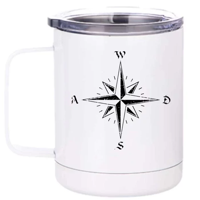 WASD Retro PC Gaming Compass Front & Back 12oz Stainless Steel Tumbler Cup