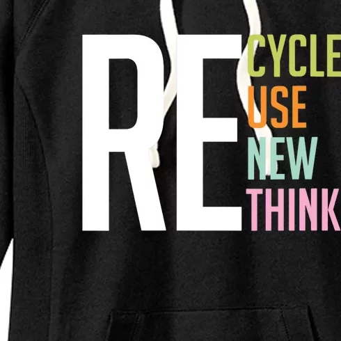 Wo Recycle Reuse Renew Rethink Crisis Environmental Activism VNeck Women's Fleece Hoodie