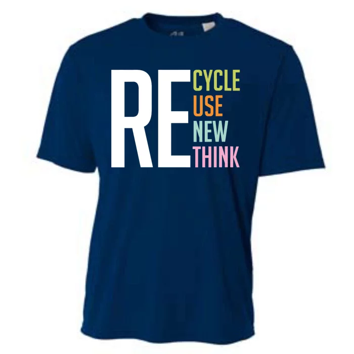 Wo Recycle Reuse Renew Rethink Crisis Environmental Activism VNeck Cooling Performance Crew T-Shirt