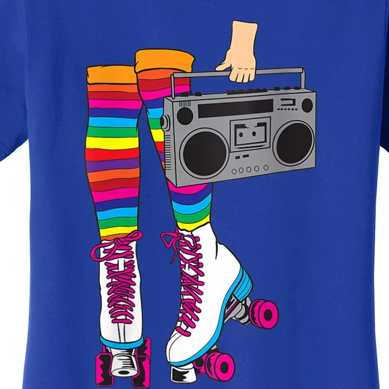 Womens Retro Rollerskates 80's Roller Disco Skating Girl Gift Women's T-Shirt