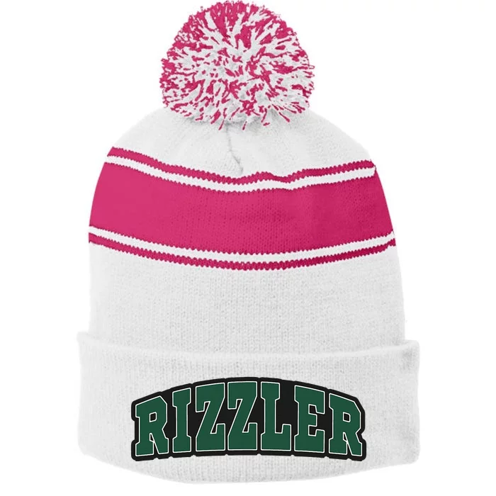 W Rizz Rizzler Funny Meme Stripe Pom Pom Beanie