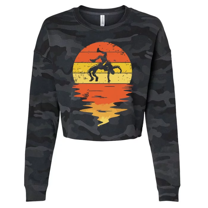 Wrestling Retro Sunset 70s Vintage Wrestling Cropped Pullover Crew