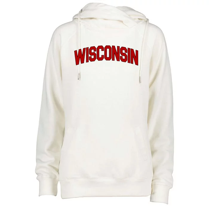 Wisconsin Retro State Womens Funnel Neck Pullover Hood