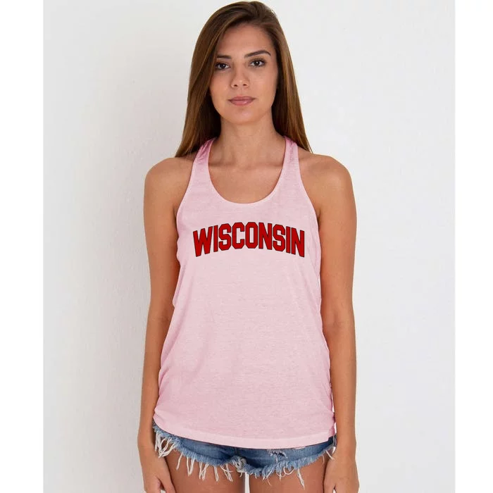 Wisconsin Retro State Women's Knotted Racerback Tank