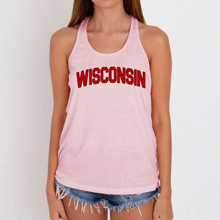 Wisconsin Retro State Women's Knotted Racerback Tank