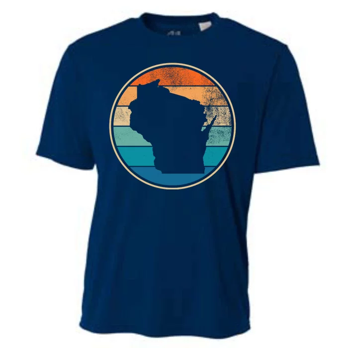 Wisconsin Retro Sunset State Cooling Performance Crew T-Shirt