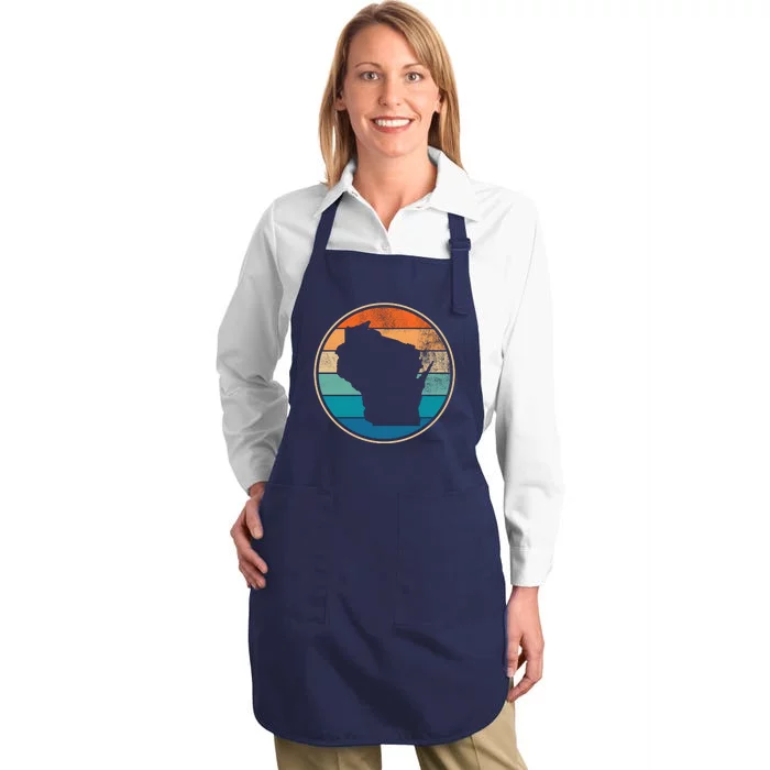 Wisconsin Retro Sunset State Full-Length Apron With Pocket