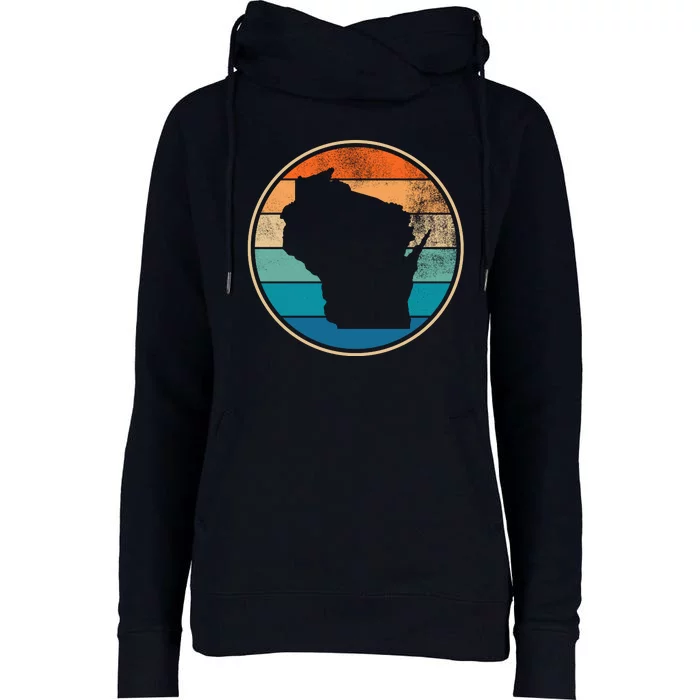 Wisconsin Retro Sunset State Womens Funnel Neck Pullover Hood