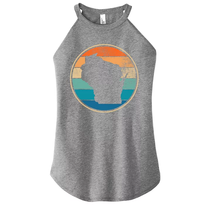 Wisconsin Retro Sunset State Women’s Perfect Tri Rocker Tank