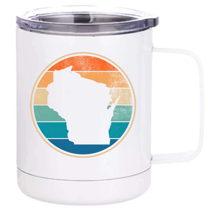 Wisconsin Retro Sunset State Front & Back 12oz Stainless Steel Tumbler Cup