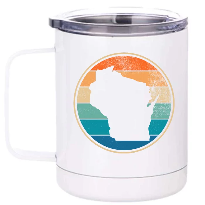 Wisconsin Retro Sunset State Front & Back 12oz Stainless Steel Tumbler Cup