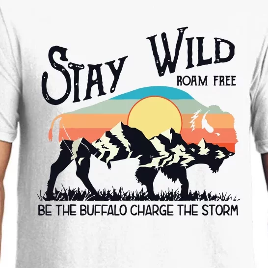 W4Mx Retro Stay Wild Roam Free The Buffalo Charge The Storm Pajama Set