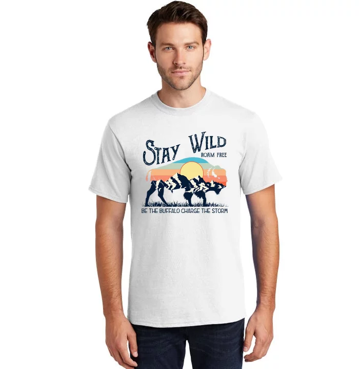 W4mx Retro Stay Wild Roam Free The Buffalo Charge The Storm Tall T-Shirt