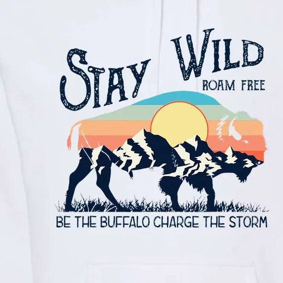 W4mx Retro Stay Wild Roam Free The Buffalo Charge The Storm Premium Hoodie