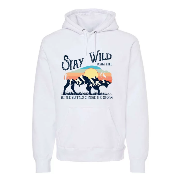 W4mx Retro Stay Wild Roam Free The Buffalo Charge The Storm Premium Hoodie