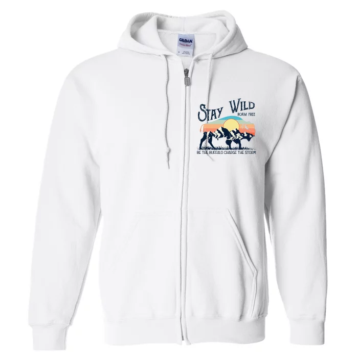 W4mx Retro Stay Wild Roam Free The Buffalo Charge The Storm Full Zip Hoodie