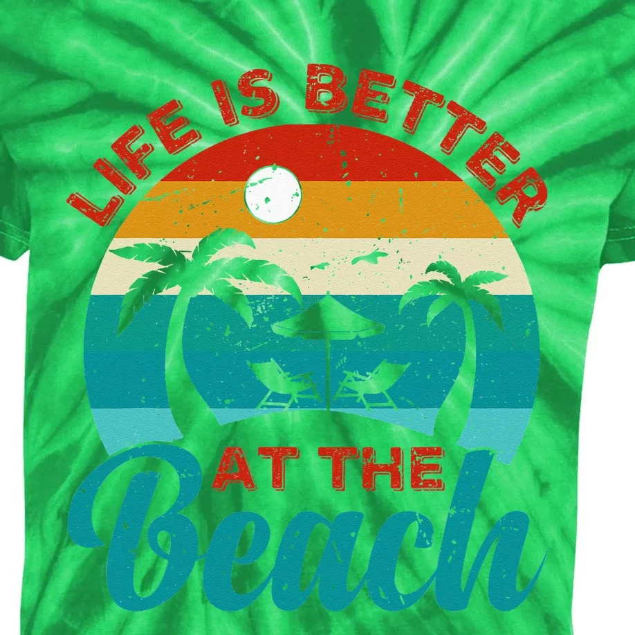 Women Retro Summer Vacation Life Is Better At The Beach Kids Tie-Dye T-Shirt