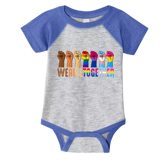 We Rise Together Black Lgbt Gay Pride Support Lgbtq Parade Gift Infant Baby Jersey Bodysuit