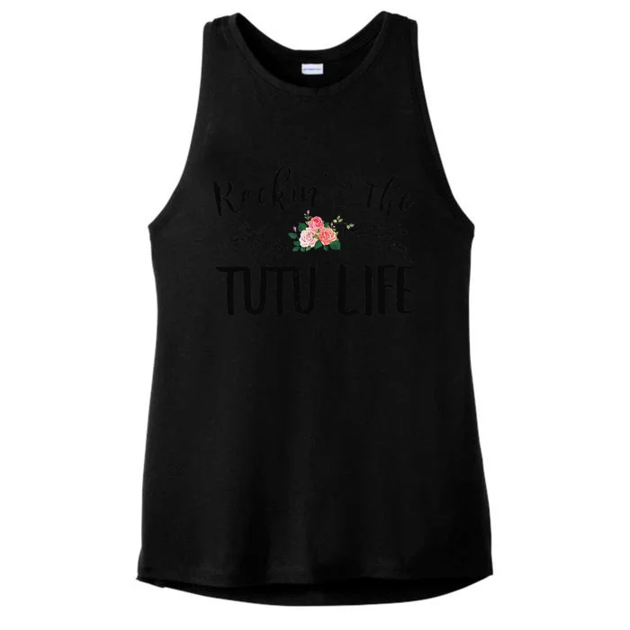 Womens Rockin' The Tutu Life Floral Decoration Grandma Ladies Tri-Blend Wicking Tank