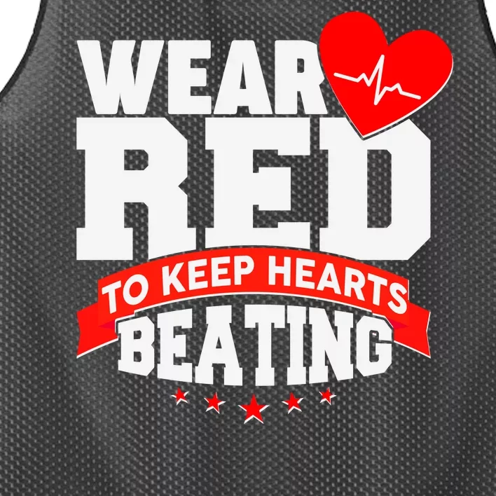 Wear Red To Keep Hearts Beating Heart Health Awareness Mesh Reversible Basketball Jersey Tank