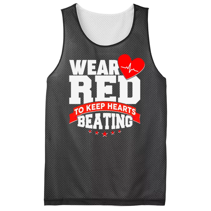 Wear Red To Keep Hearts Beating Heart Health Awareness Mesh Reversible Basketball Jersey Tank