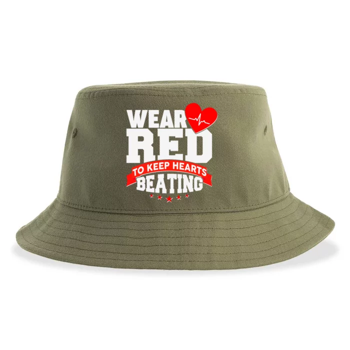 Wear Red To Keep Hearts Beating Heart Health Awareness Sustainable Bucket Hat