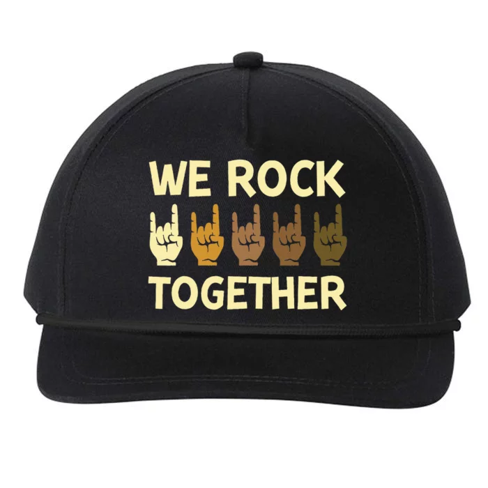 We Rock Together Hands Rock Lovers Snapback Five-Panel Rope Hat