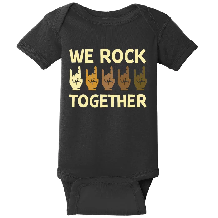 We Rock Together Hands Rock Lovers Baby Bodysuit