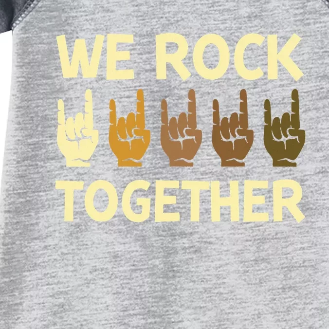 We Rock Together Hands Rock Lovers Infant Baby Jersey Bodysuit