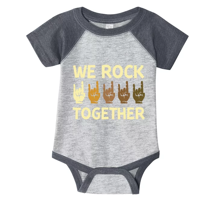 We Rock Together Hands Rock Lovers Infant Baby Jersey Bodysuit