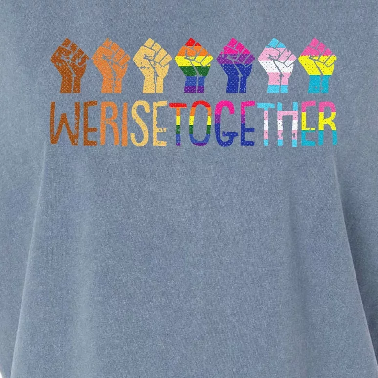 We Rise Together Lgbtq Pride Social Justice Equality Ally Garment-Dyed Women's Muscle Tee